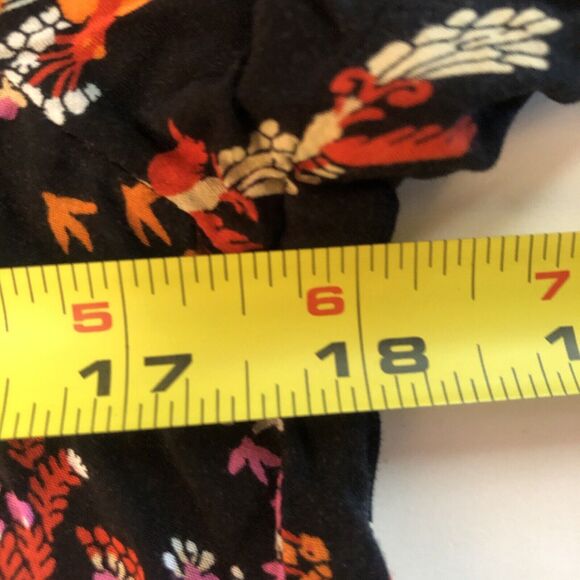 Anthropologie 28 of 52 Conversations Black Button-Up Birds Orange Pink Size 4 - Picture 5 of 10